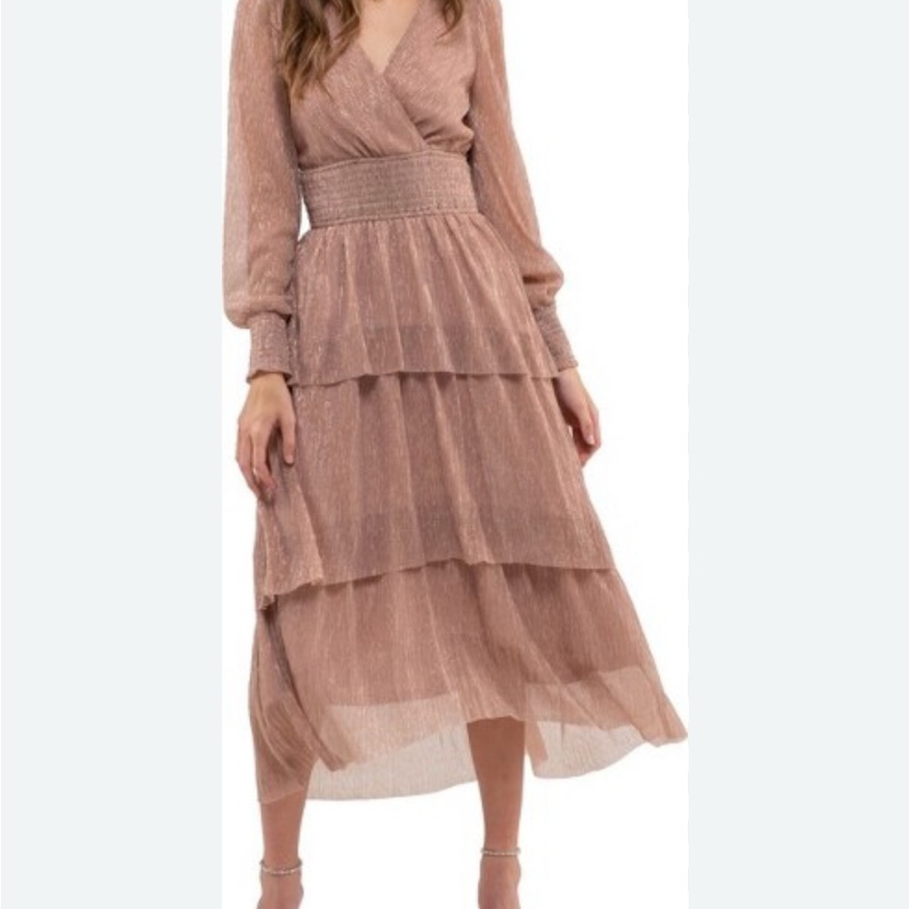 Nordstrom August Sky Elegant Pink Long Sleeve Dress